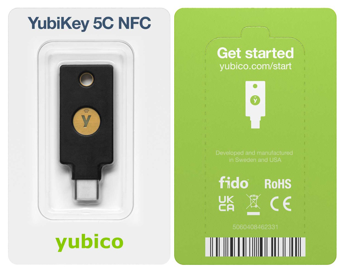 Yubico YubiKey 5C NFC Two Factor Auth Security Key (Blister Pack)